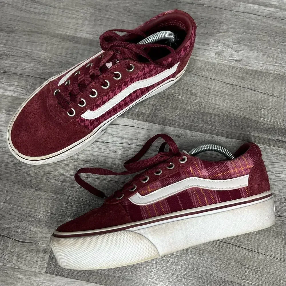 Vans Ward Platform Sneaker Marron Houndstooth Women's 6.5